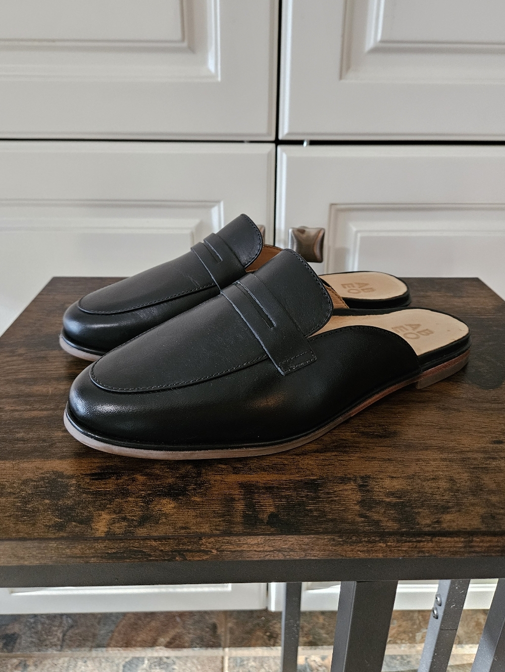 NWOB ABEO Metatarsal Support Strada Black Leather Penny Loafer Mules Preppy CBK